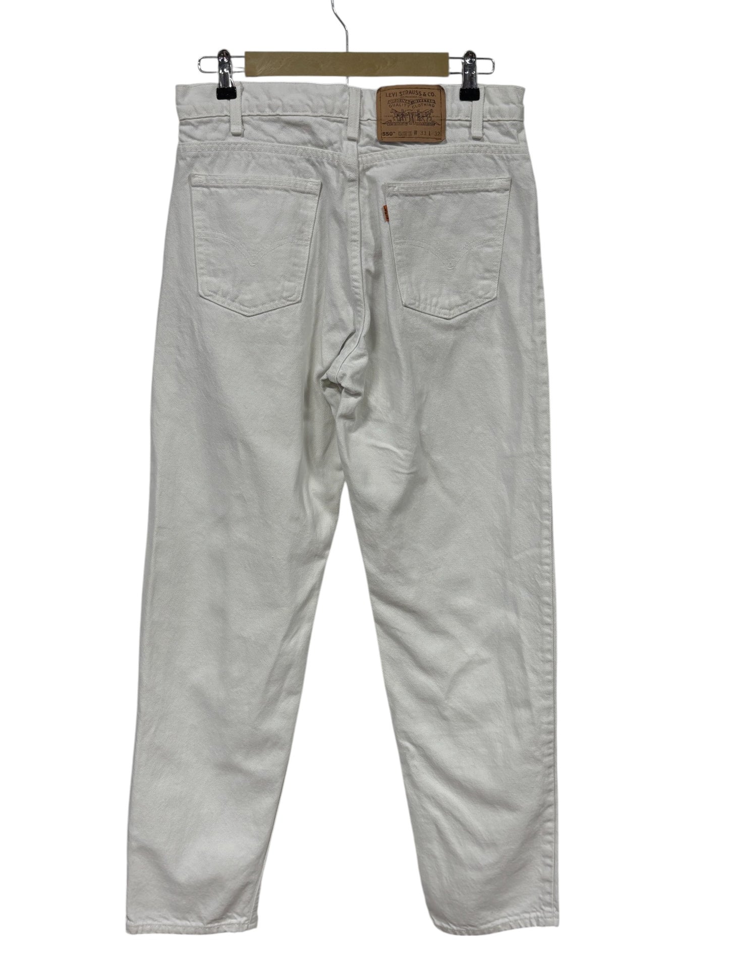 Vintage Levi's Orange Tab Made in USA 550 Relaxed Fit White Jeans Size 32x30