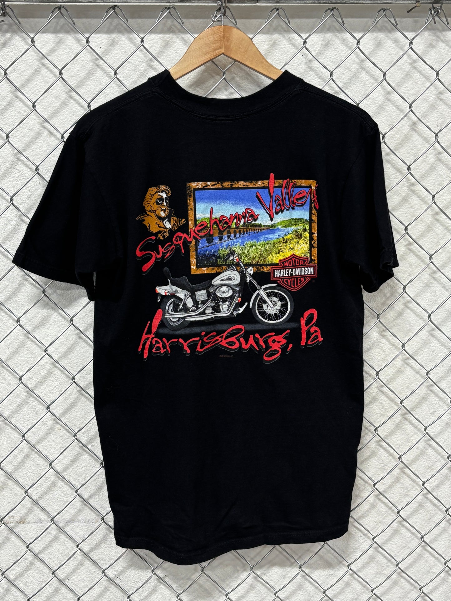Vintage 90's Harley Davidson Susquehanna Valley Biker Graphic Tee Size Medium