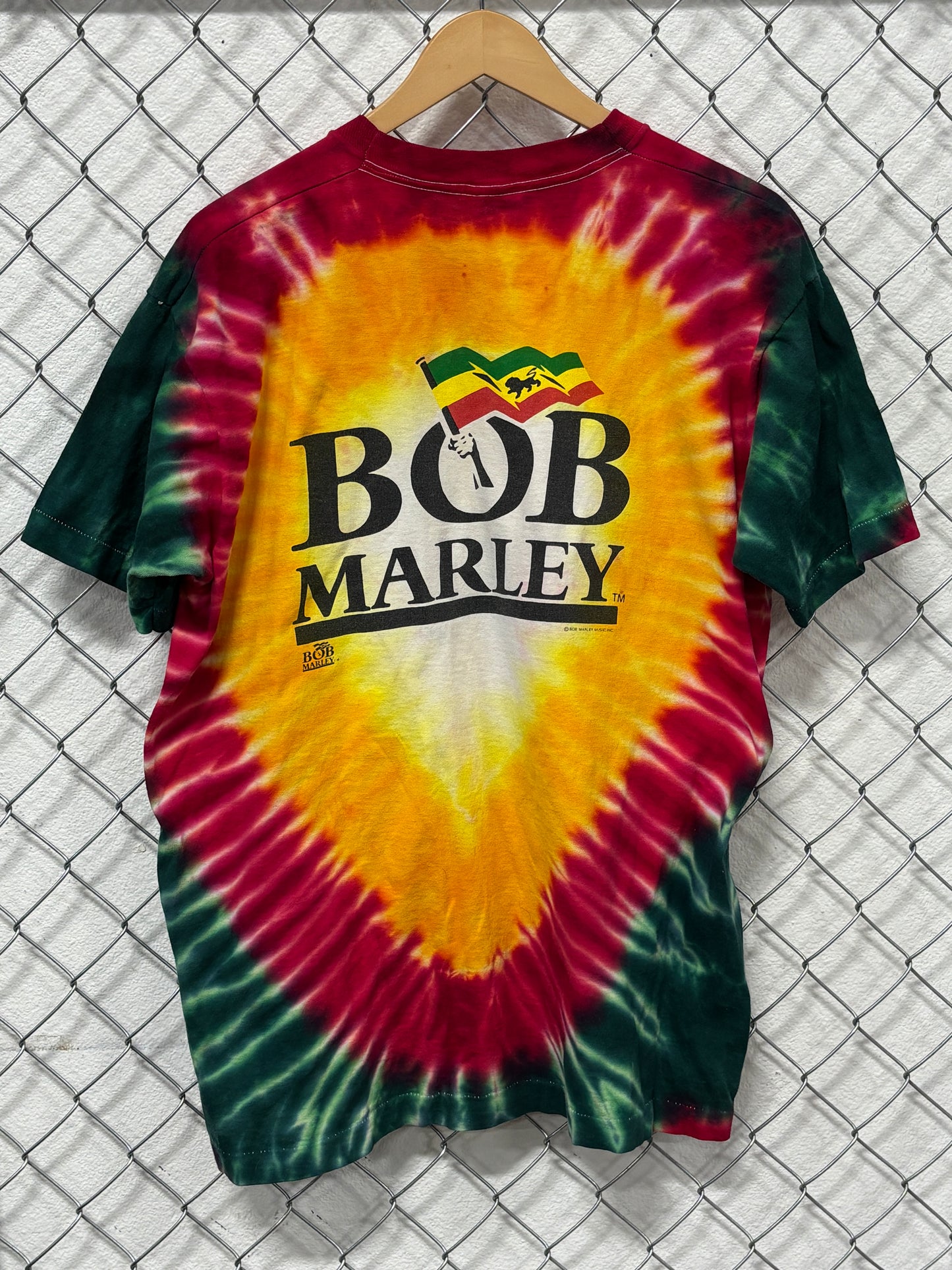 Vintage 90's Bob Marley Confrontation Reggae Tie Dye Band Tee Size XL