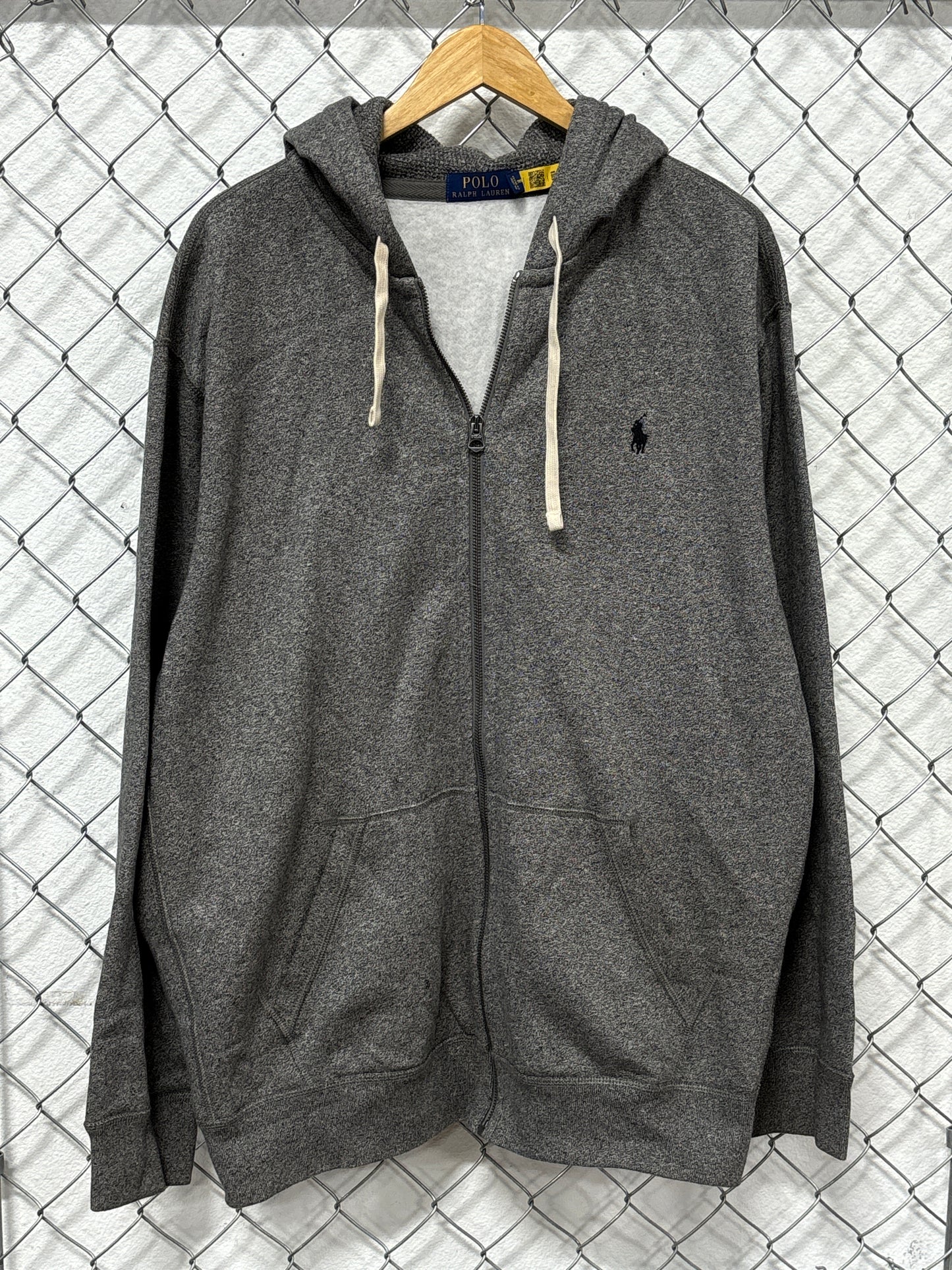 Polo Ralph Lauren Heather Grey Classic Logo Zip Up Hoodie Size XXL