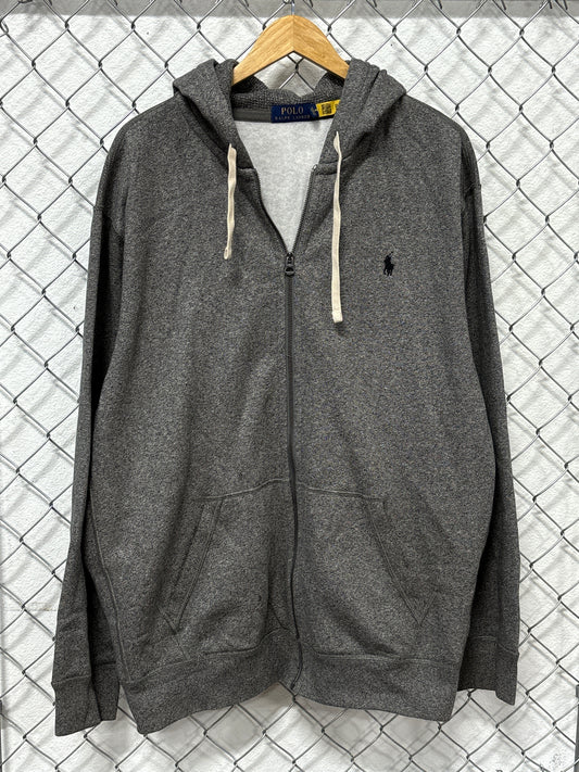 Polo Ralph Lauren Heather Grey Classic Logo Zip Up Hoodie Size XXL