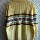 Vintage 90's Jantzen Yellow Snowflake Pattern Cable Knit Sweater Size XL