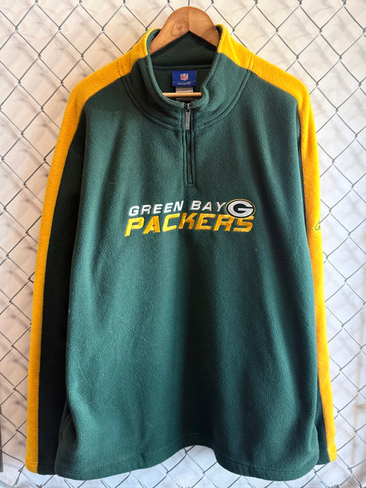 Reebok Green Bay Packers Quarter Zip Fleece Sweater Size XL