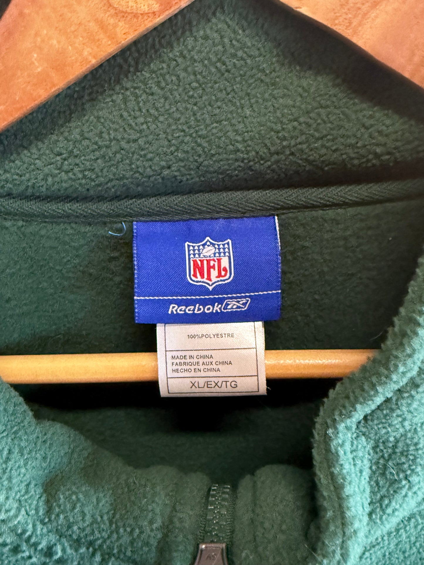 Reebok Green Bay Packers Quarter Zip Fleece Sweater Size XL