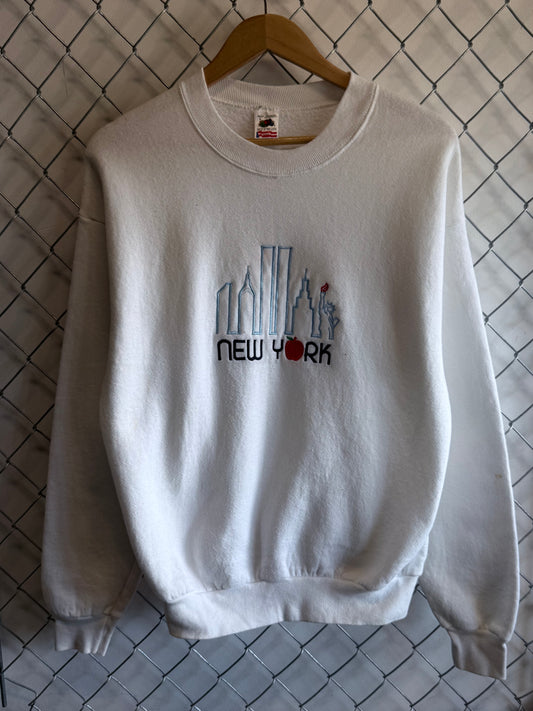 Vintage 90's New York Skyline Embroidered Sweater Size Large