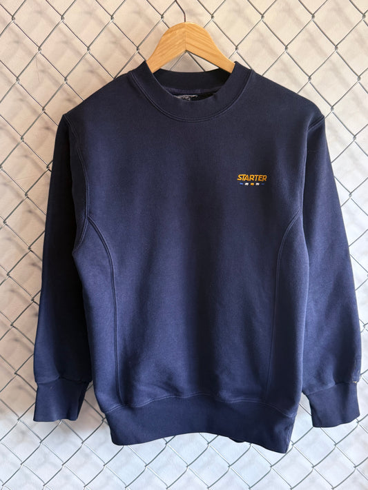 Vintage 90's Starter Small Logo Navy Blue Sweater Size Medium