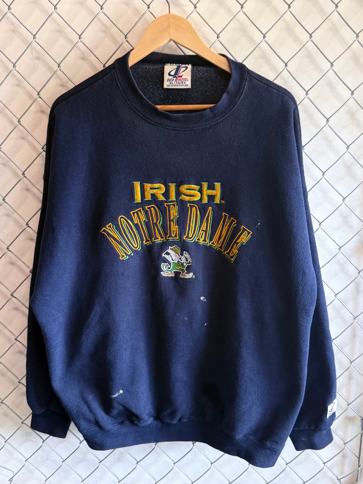 Vintage 90's Logo Athletic Notre Dame Fishing Irish Sweater Size XL