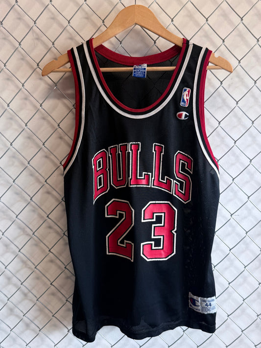 Vintage 90's Champion Chicago Bulls Jordan 23 Black Jersey Size 44 Large