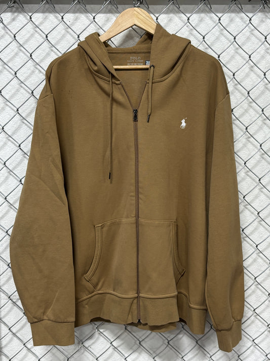 Polo Ralph Lauren Brown Classic Logo Zip Up Hoodie Size XXL