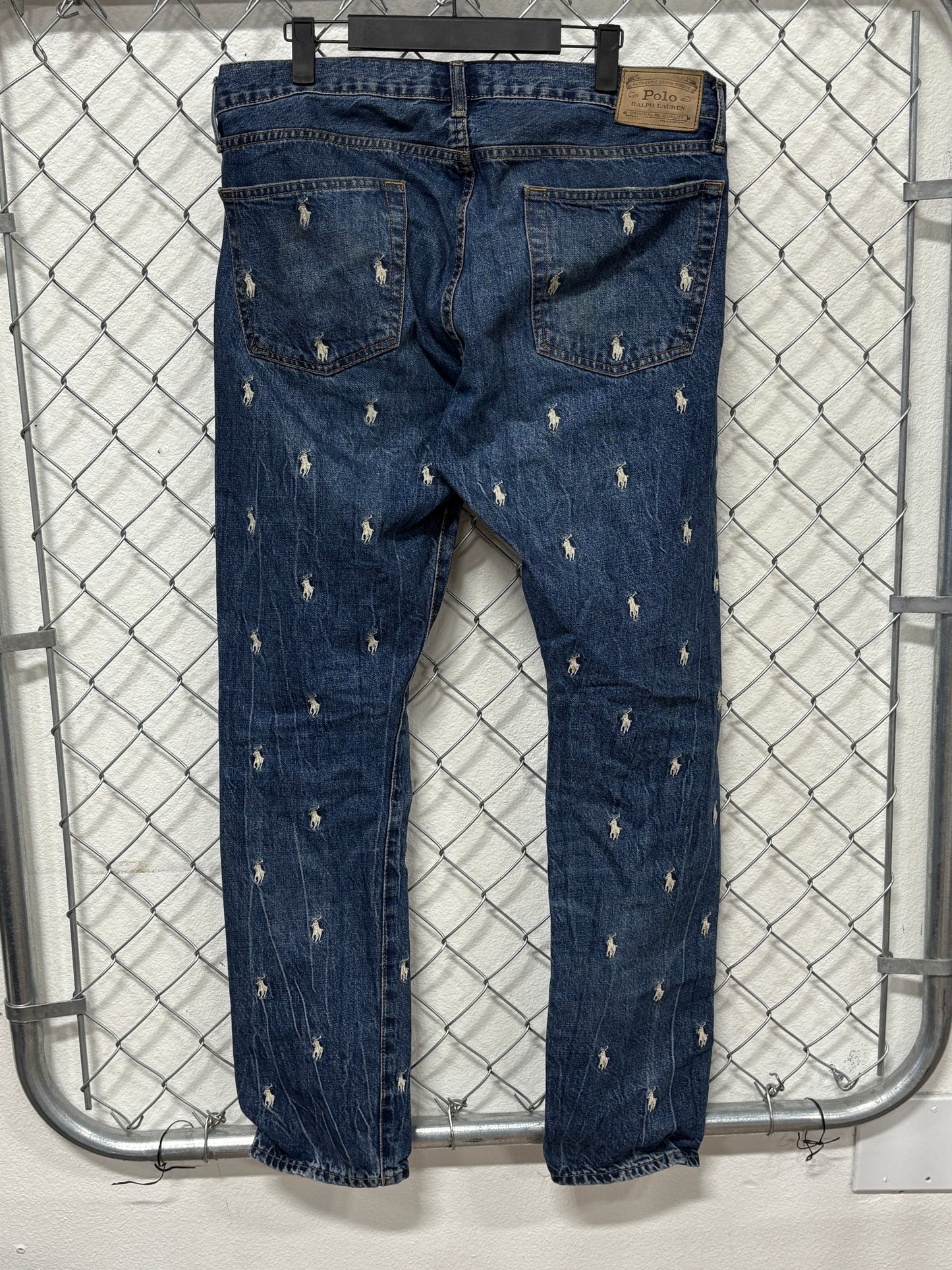 Polo Ralph Lauren Slim All Over Print Logo Jeans Size 36x33