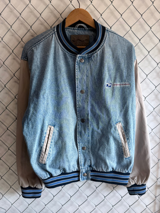 Vintage 90's Denim Postal Service Denim Bomber Jacket Size Large