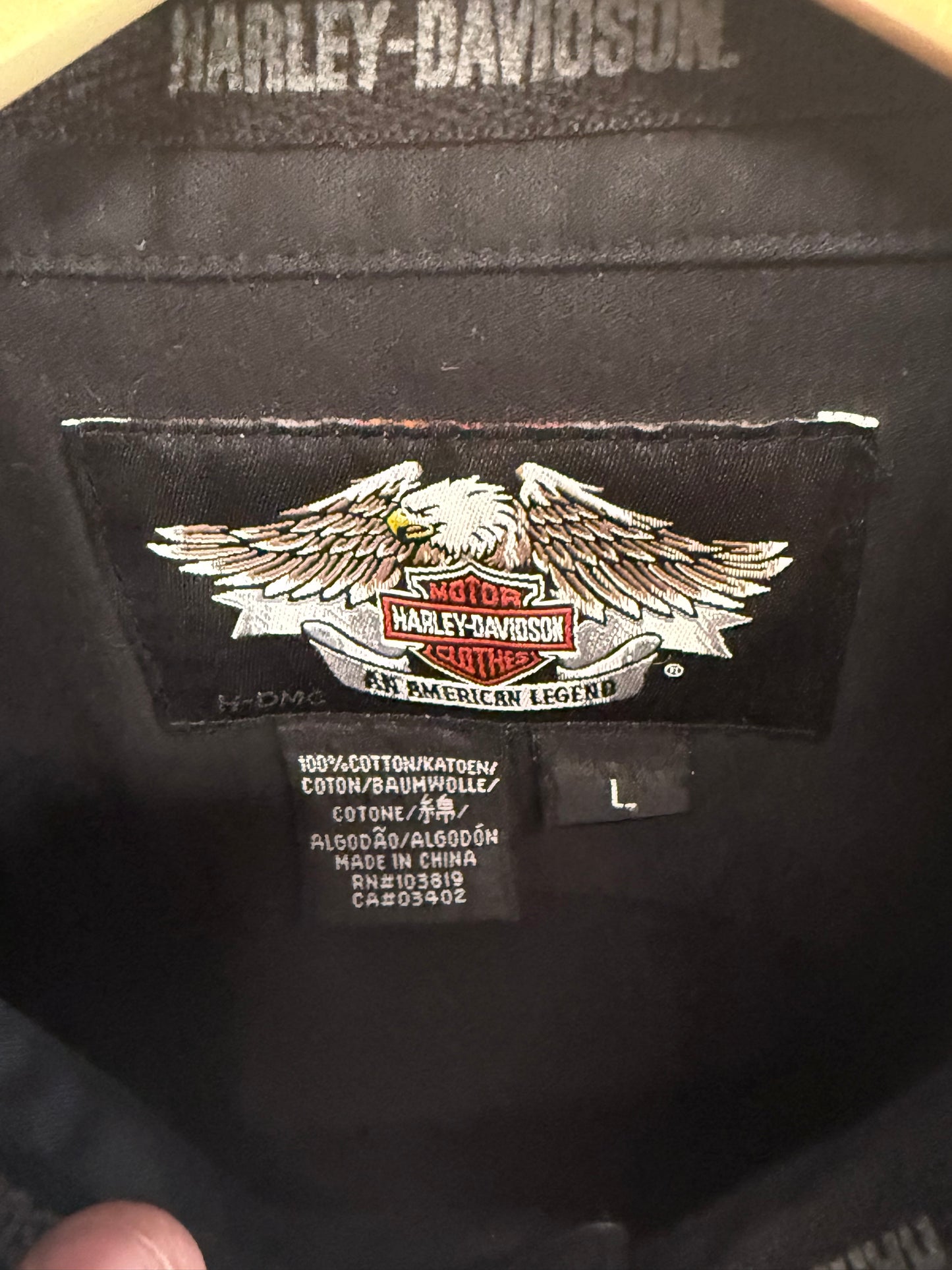 Vintage Harley Davidson Cut Off Biker Button Up Shirt Size Large