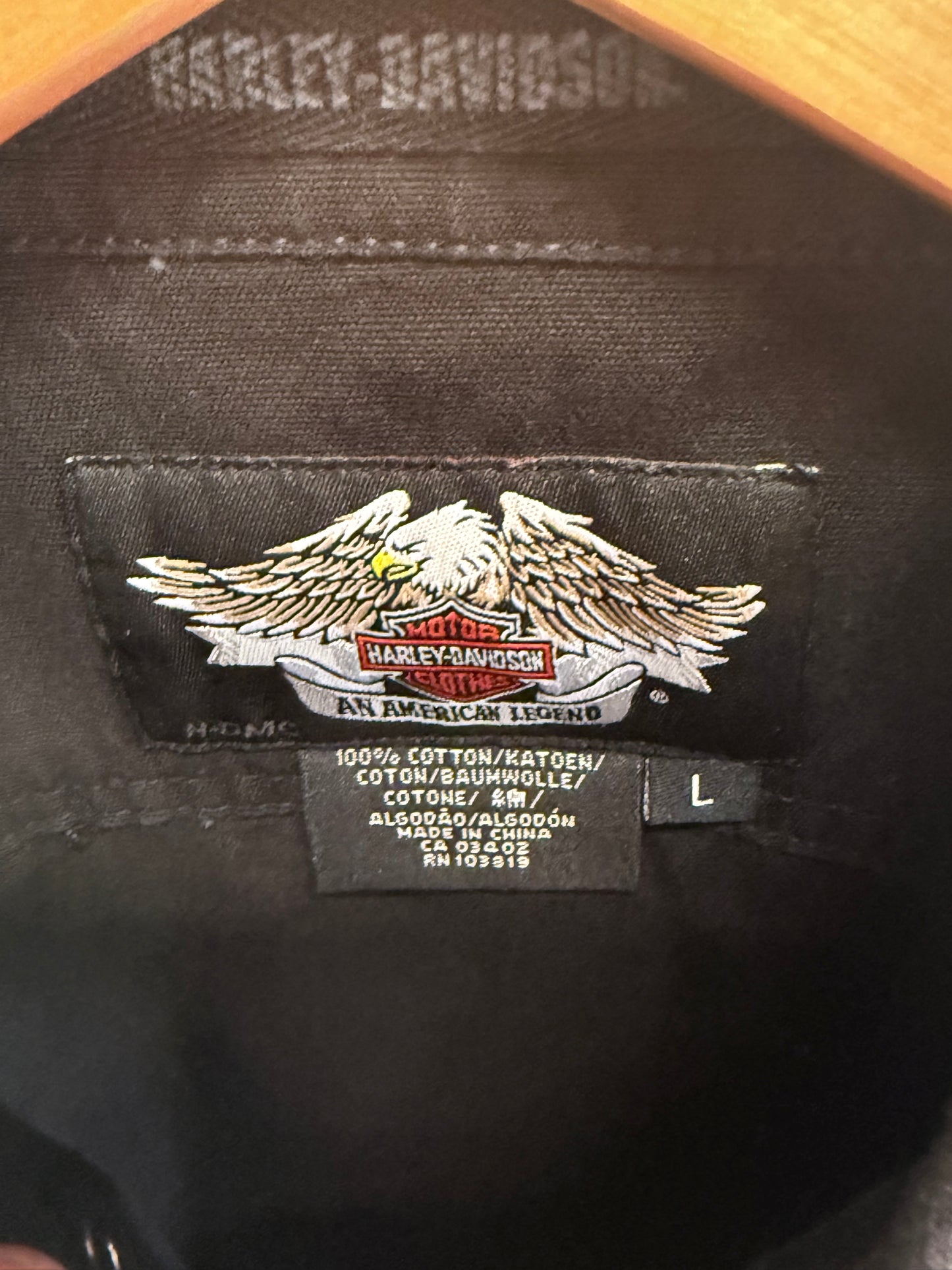 Vintage Harley Davidson Cut Off Biker Button Up Shirt Size Large