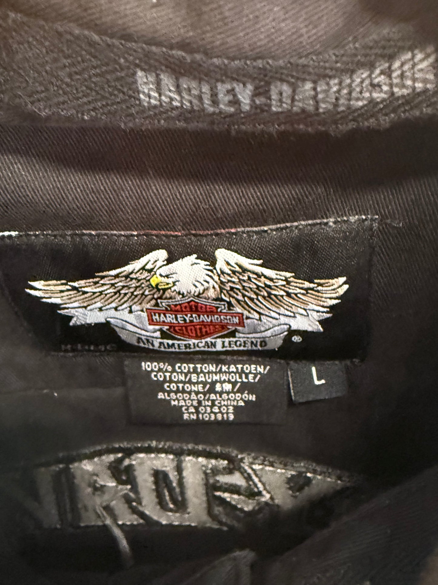 Vintage Harley Davidson Cut Off Biker Button Up Shirt Size Large