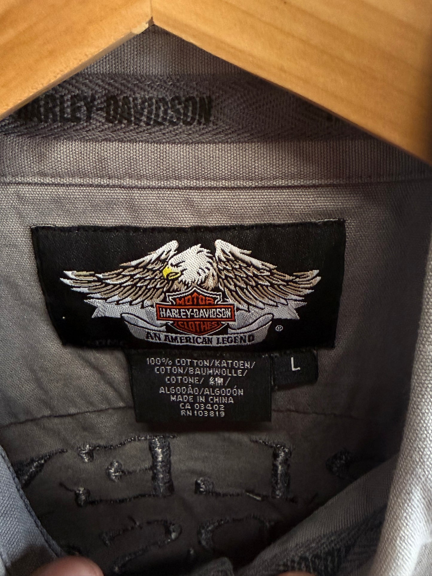 Vintage Harley Davidson Cut Off Biker Button Up Shirt Size Large