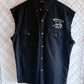 Vintage Harley Davidson Cut Off Biker Button Up Shirt Size Large