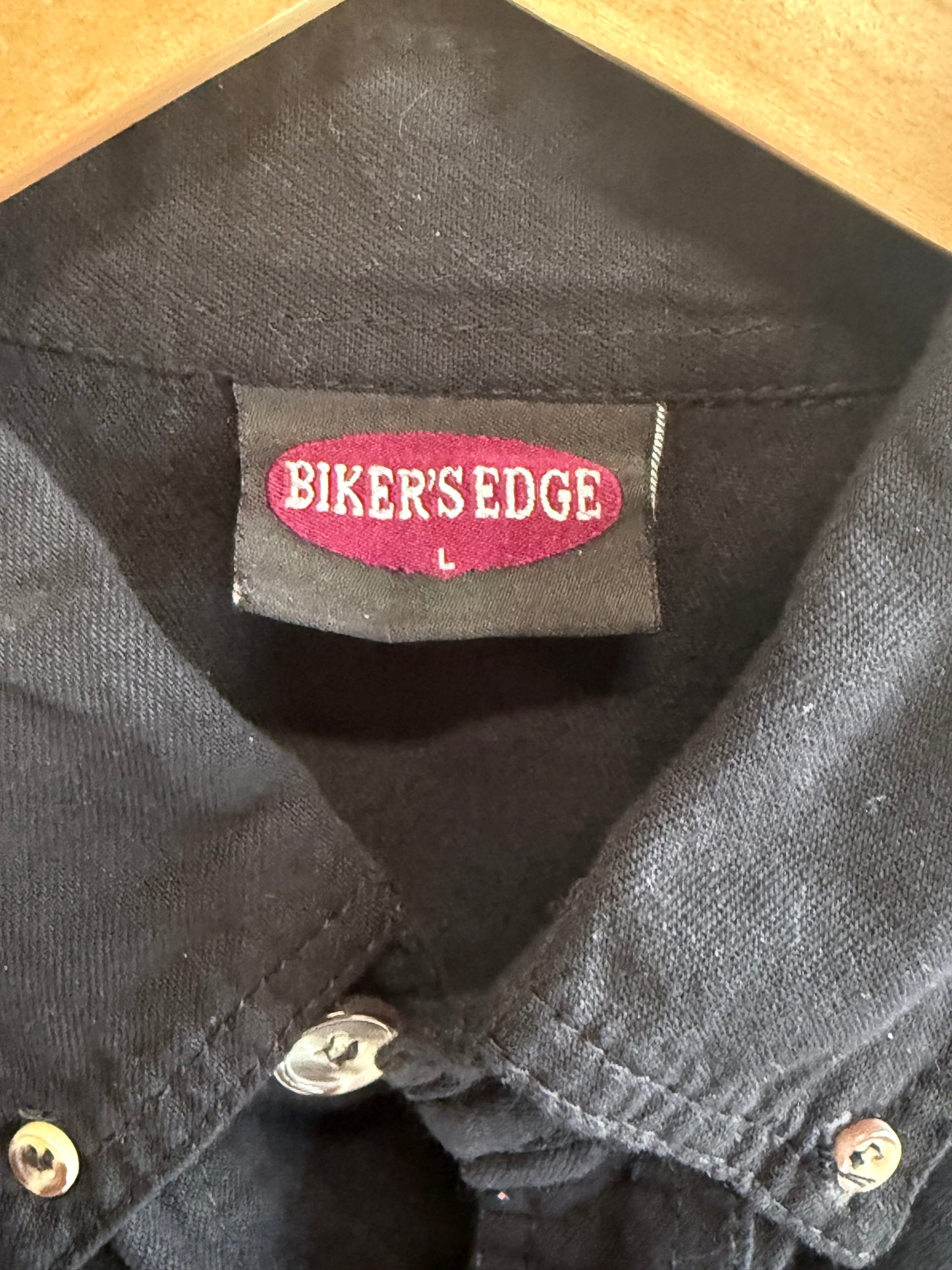 Vintage Harley Davidson Cut Off Biker Button Up Shirt Size Large