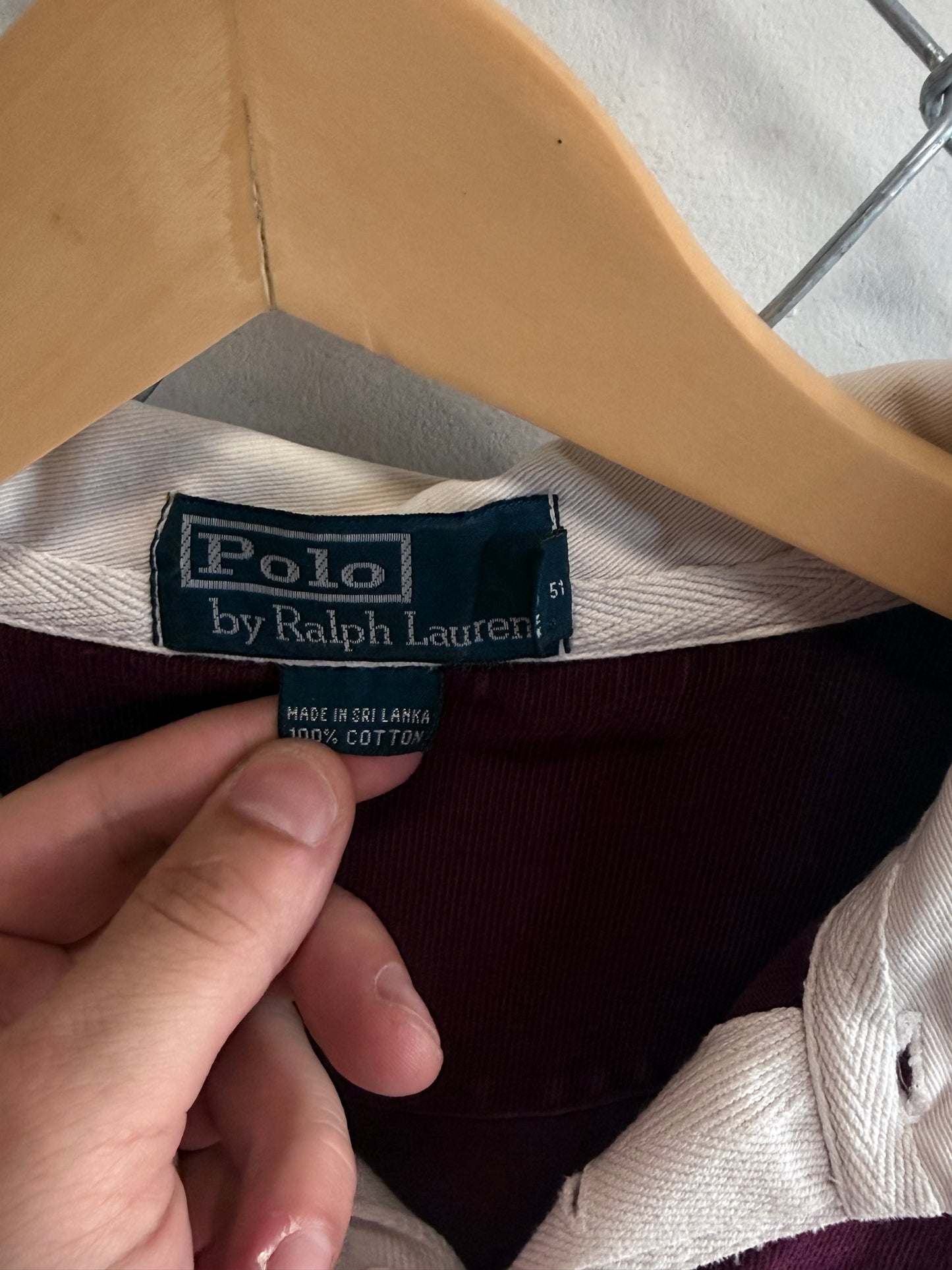 Vintage Polo Ralph Lauren Red White Striped Rugby Long Sleeve Size XL