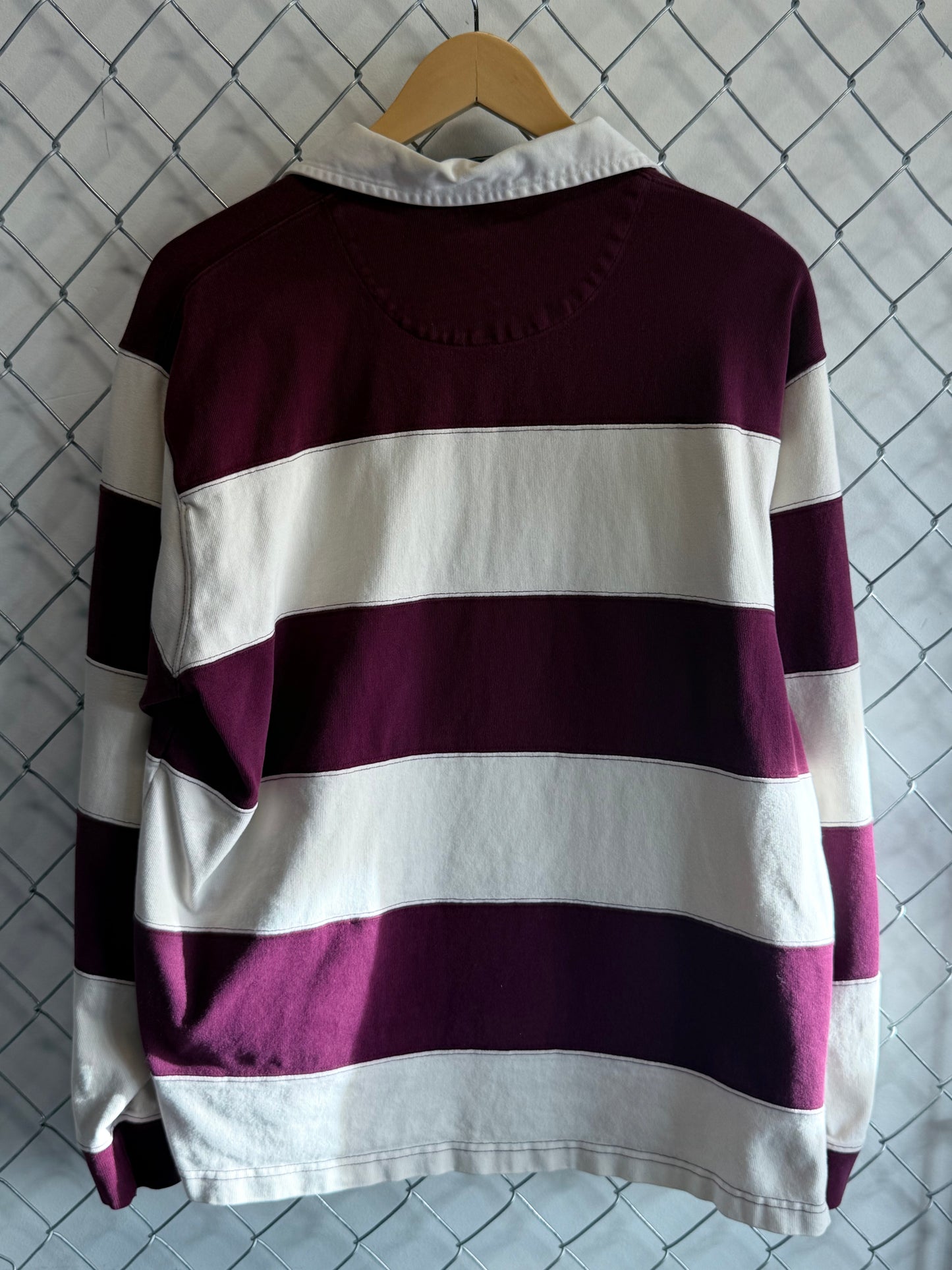 Vintage Polo Ralph Lauren Red White Striped Rugby Long Sleeve Size XL