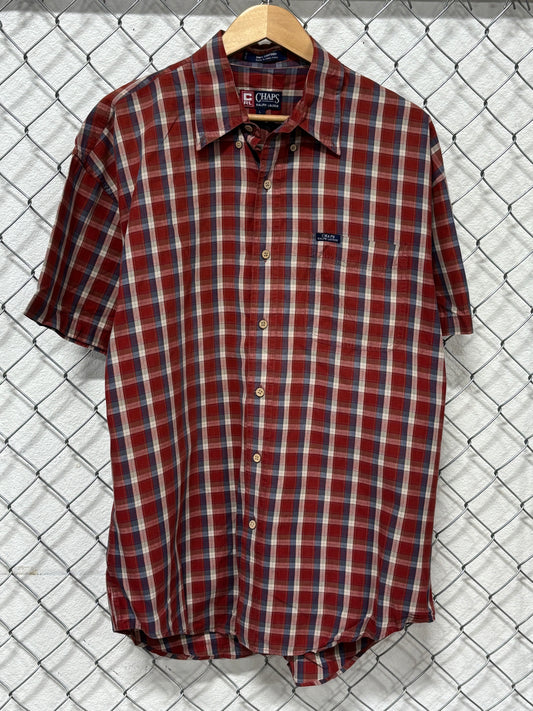 Chaps Ralph Lauren Checkered Short Sleeve Button Up Shirt Size Large