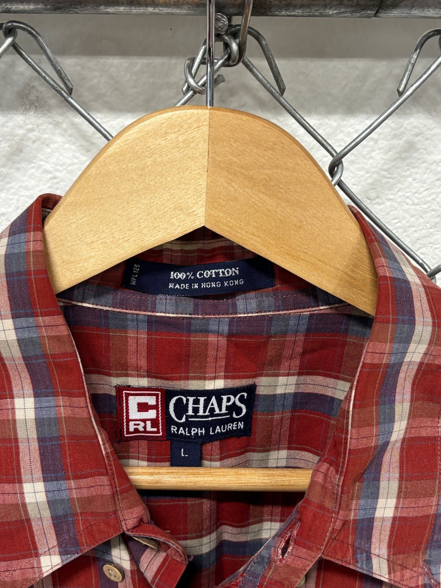 Chaps Ralph Lauren Checkered Short Sleeve Button Up Shirt Size Large