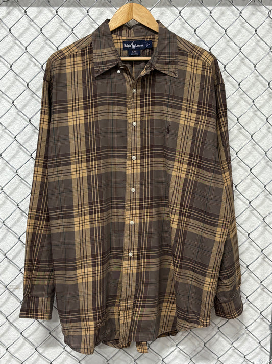 Polo Ralph Lauren Blake Brown Long Sleeve Plaid Shirt Size XL
