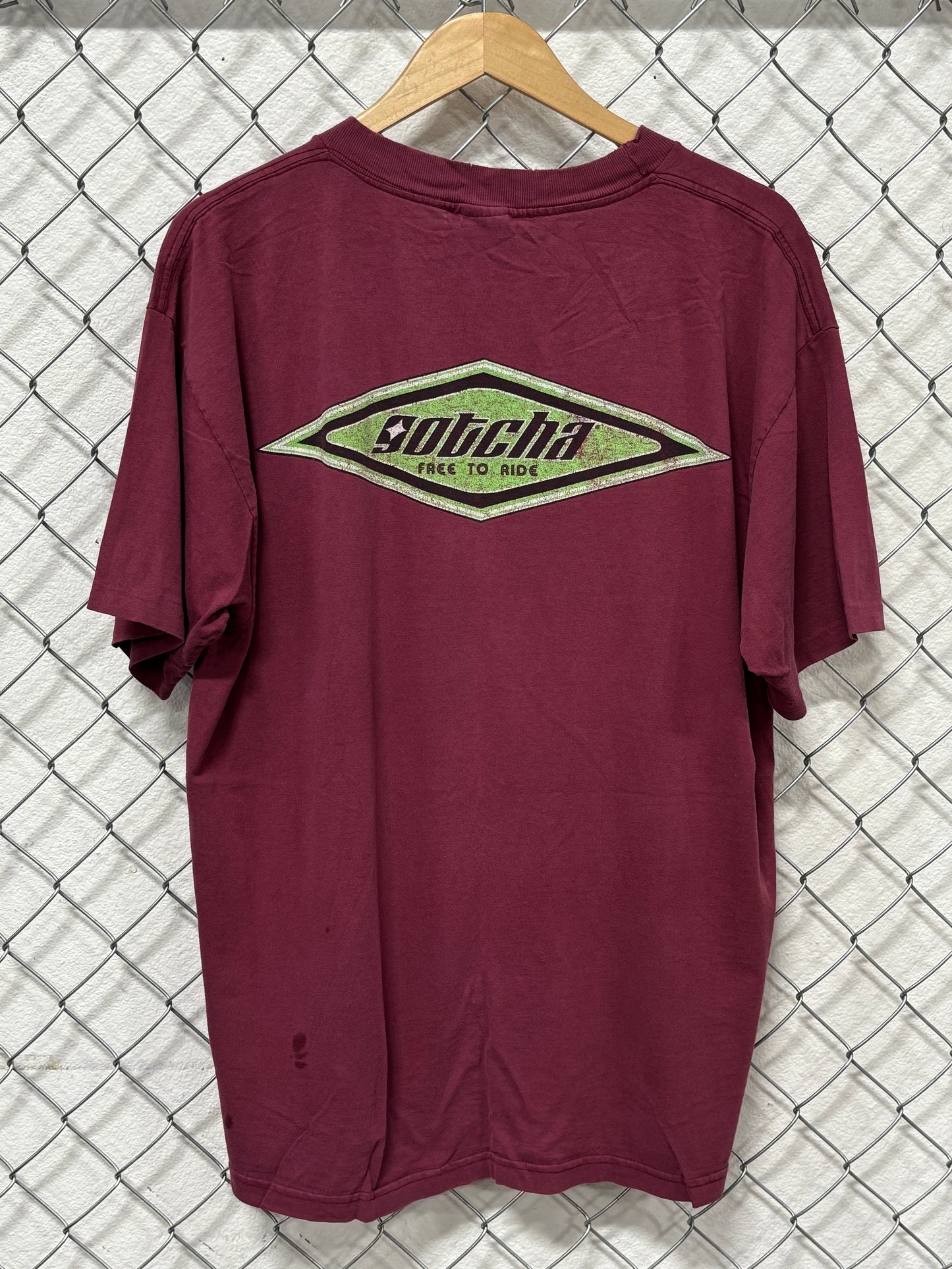 Vintage 90's Gotcha Free to Ride Grunge Graphic Tee Size XL