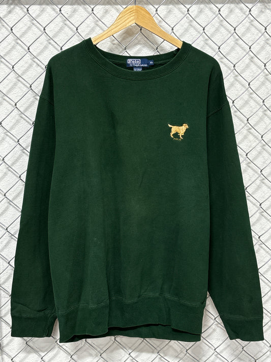 Vintage Polo Ralph Lauren Golden Retriever Green Sweater Size XL