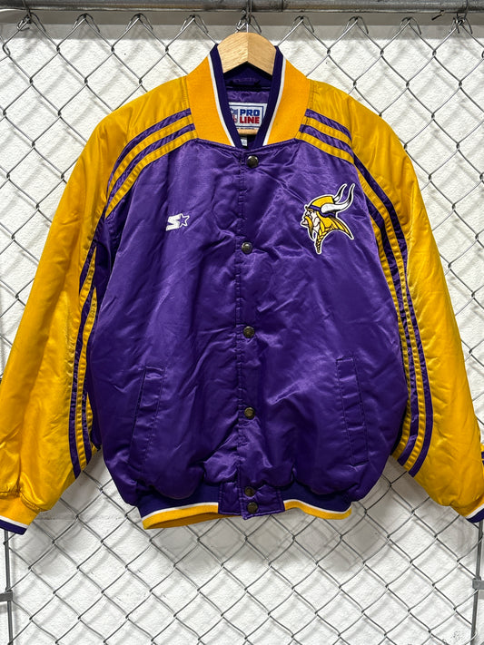 Vintage 90's Starter Pro Line Minnesota Vikings Bomber Jacket Size Medium