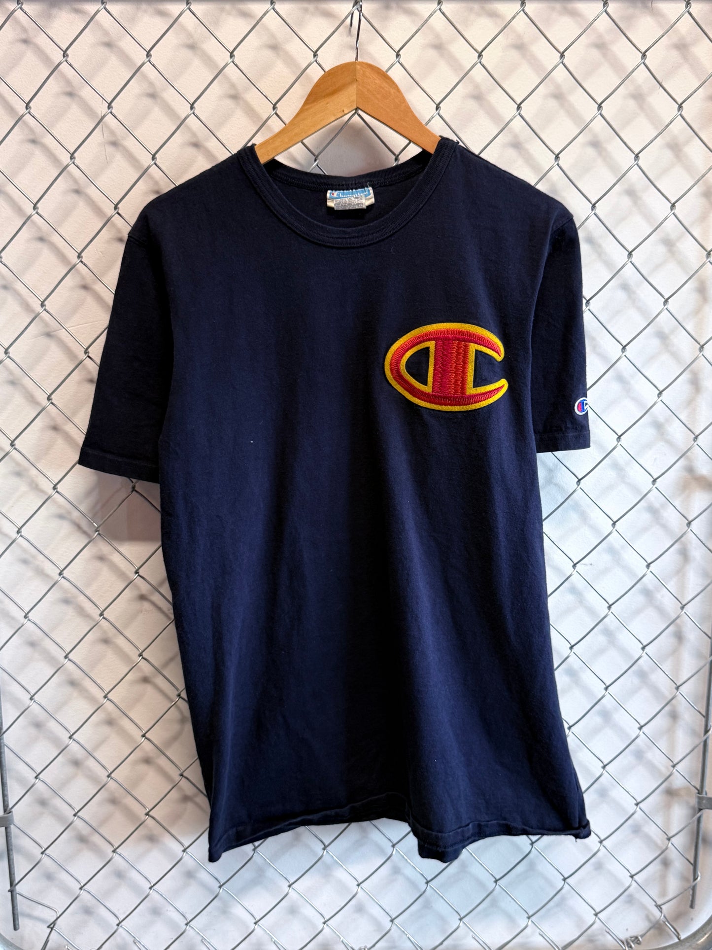 Champion Classic Logo Navy Blue Graphic Tee Size Large