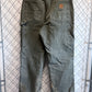 Carhartt Flannel Lined Olive Green Carpenter Pants Size 31x30