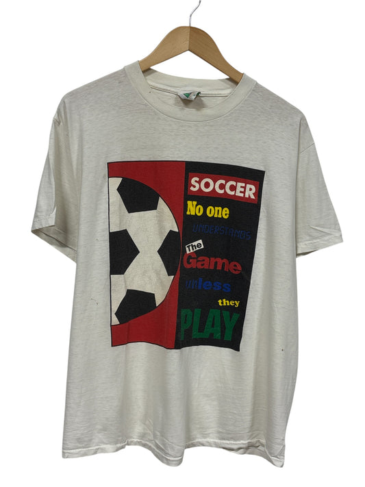 Vintage 90's Soccer No One Understands The Game Graphic Tee Size Large