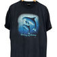 Vintage Poetry in Ocean Aquatic Life Dolphins Nature Graphic Tee Size XL