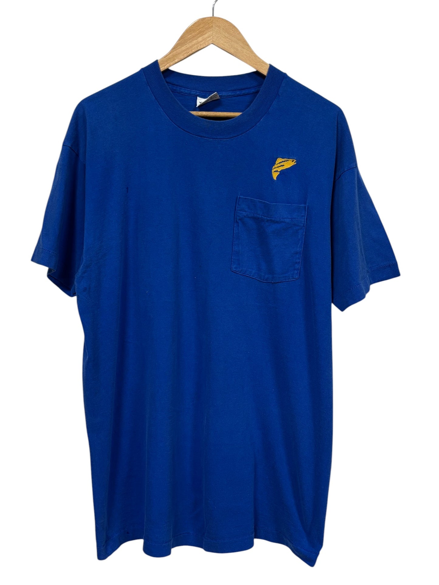 Vintage Fishing Embroidered Pocket Tee Size XL Tall
