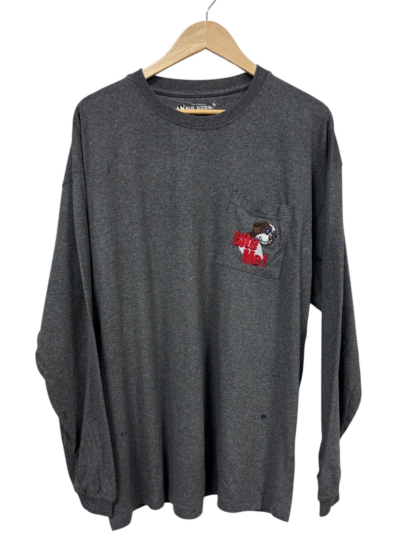 Big Dogs Bite Me Pocket Long Sleeve Shirt Size XL