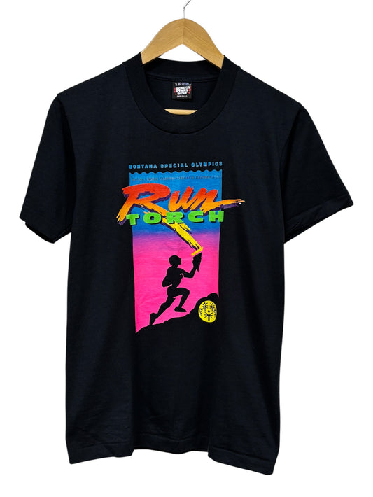 Vintage 90's Montana Special Olympics Torch Run Graphic Tee Size Small