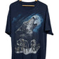 Vintage Y2K Wolf Pack Howling at Moon Nature Graphic Tee Size XL