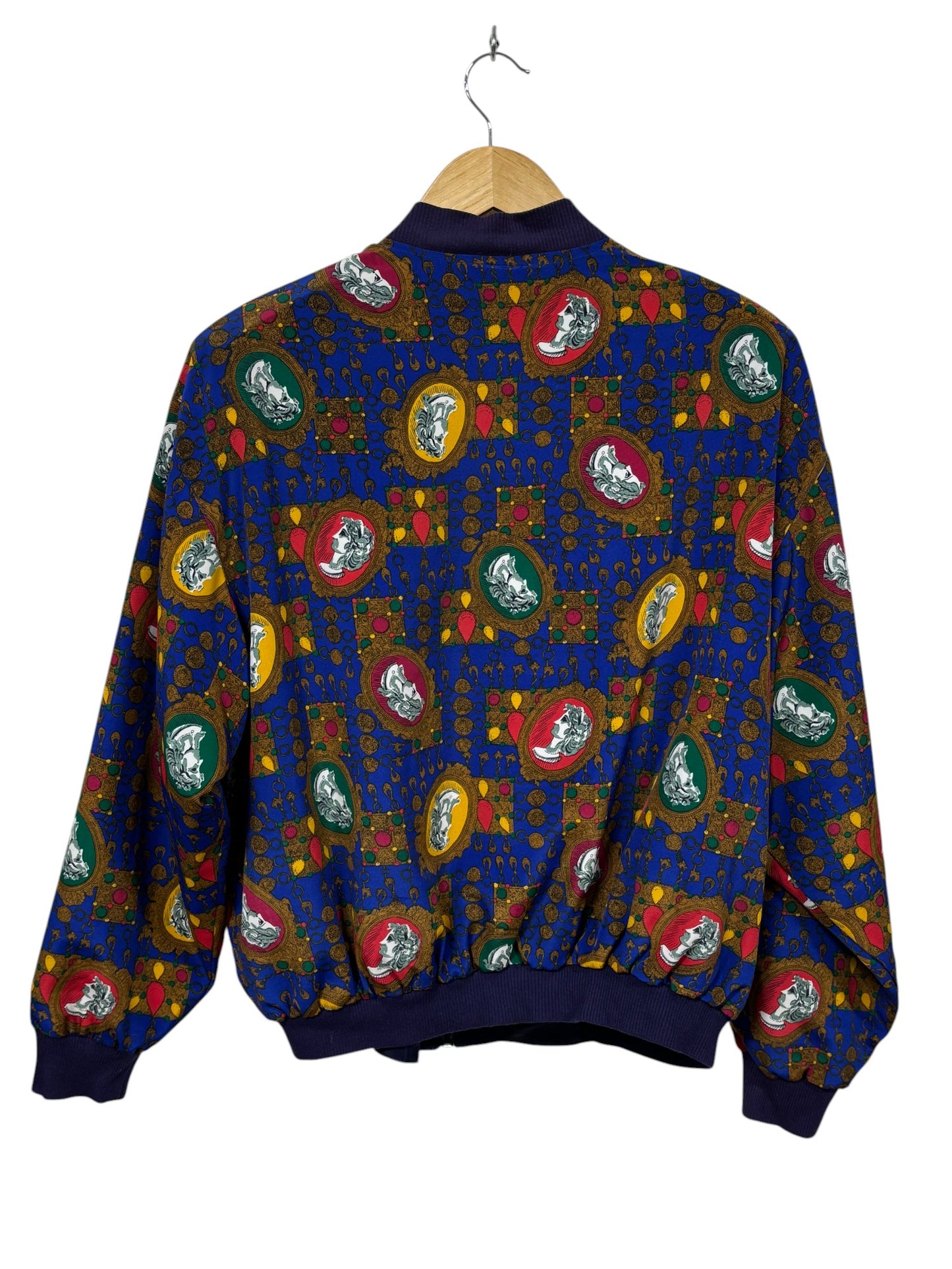 Vintage 90's Notations Greek Gods Bomber Jacket All Over Print Size Medium