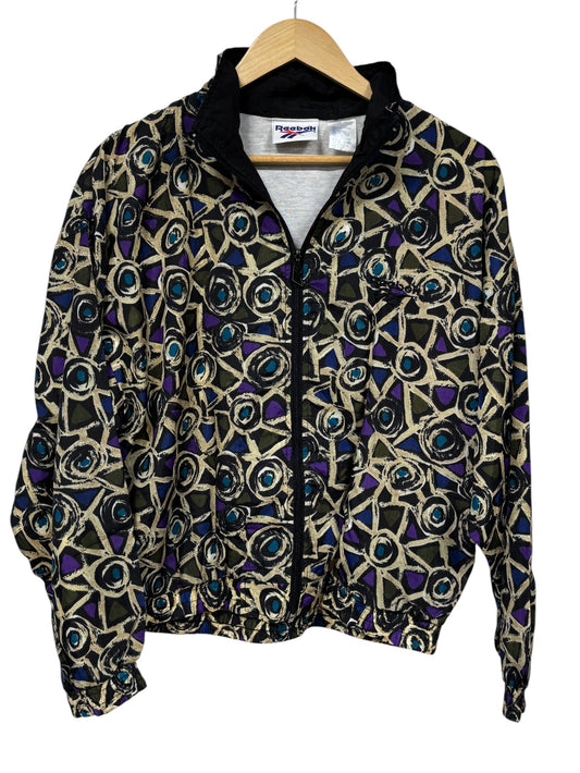 Vintage 90's Reebok All Over Print Geometric Windbreaker Jacket Size Medium