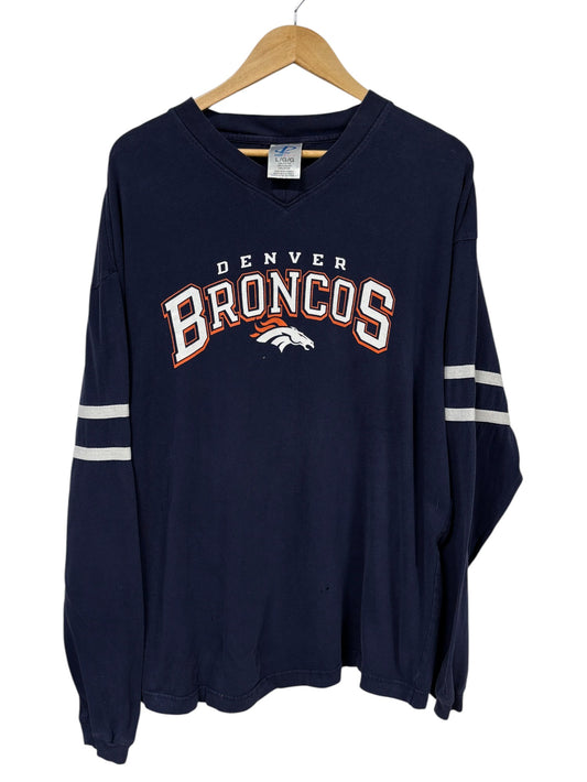 Vintage Logo Athletic Denver Broncos NFL Logo Long Sleeve Shirt Size Large