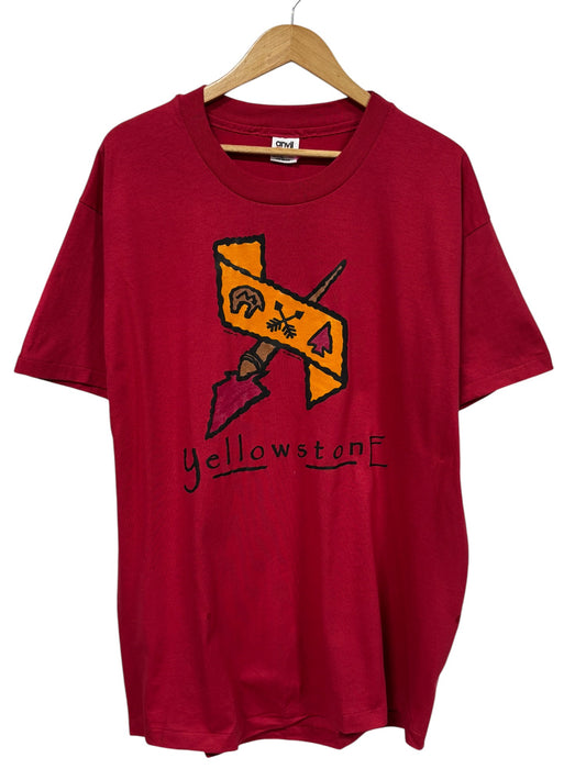 Vintage 90's Yellowstone Arrowhead Painting Graphic Tee Size XL