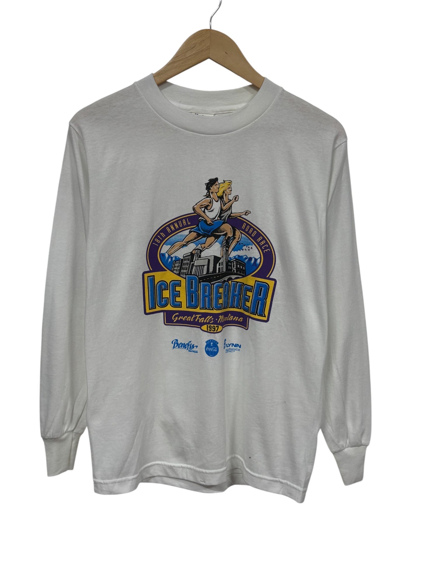 Vintage 1997 Ice Breaker Marathon Montana Long Sleeve Shirt Size Small