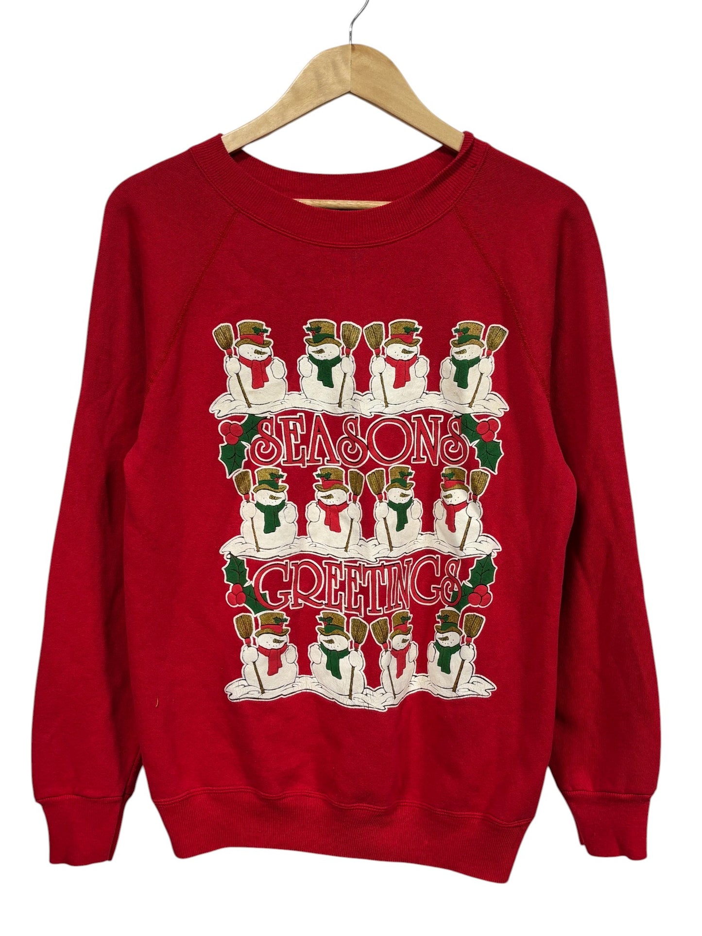 Vintage 80's Christmas Seasons Greetings Snowmen Sweater Size Large