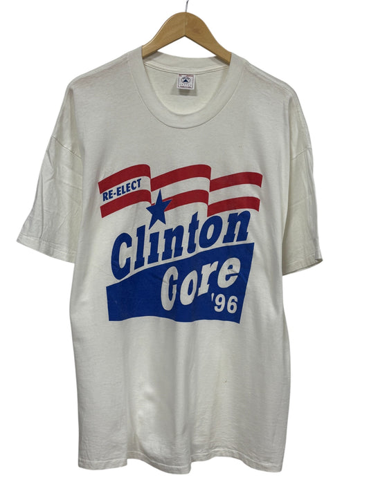 Vintage 1996 Bill Clinton Gore Reelection Campaign Graphic Tee Size XL