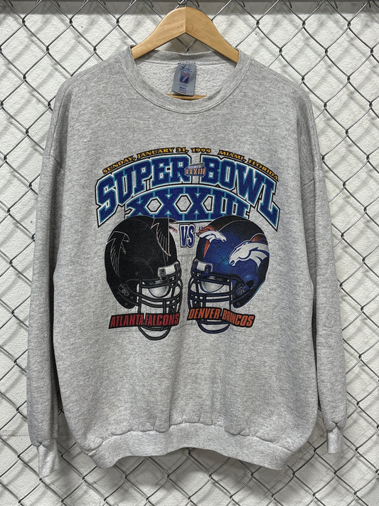 Vintage 1999 Super Bowl 32 Falcons Broncos Sweater Size XL