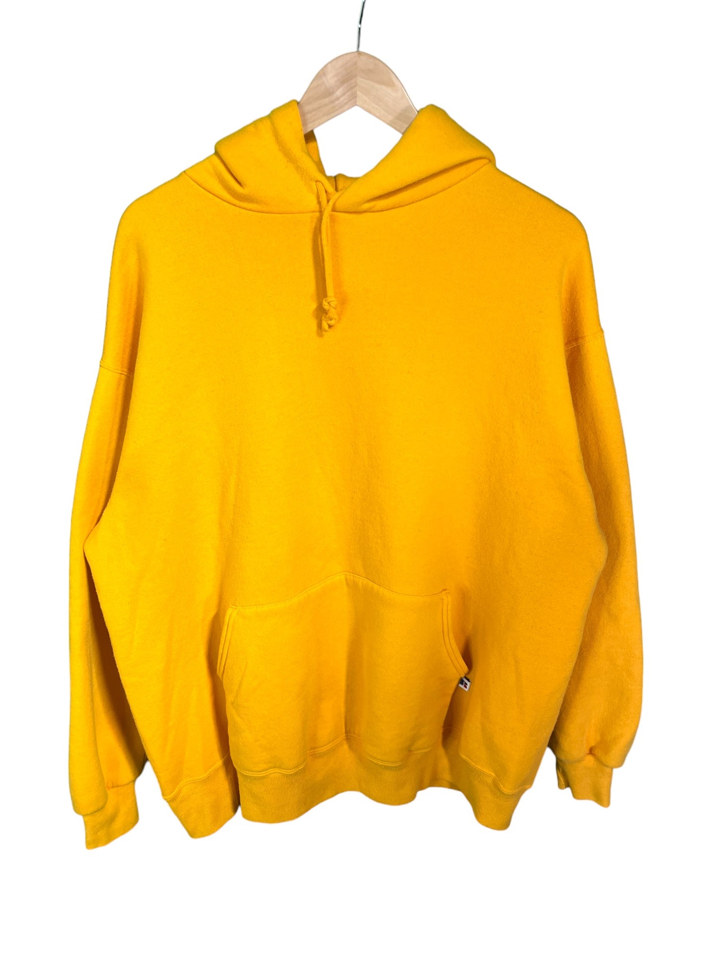 Vintage 90's Russell Athletic Yellow Blank Hoodie Boxy Fit Size XXL