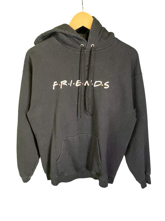 Vintage 00's Friends TV Logo Graphic Black Hoodie Size Medium