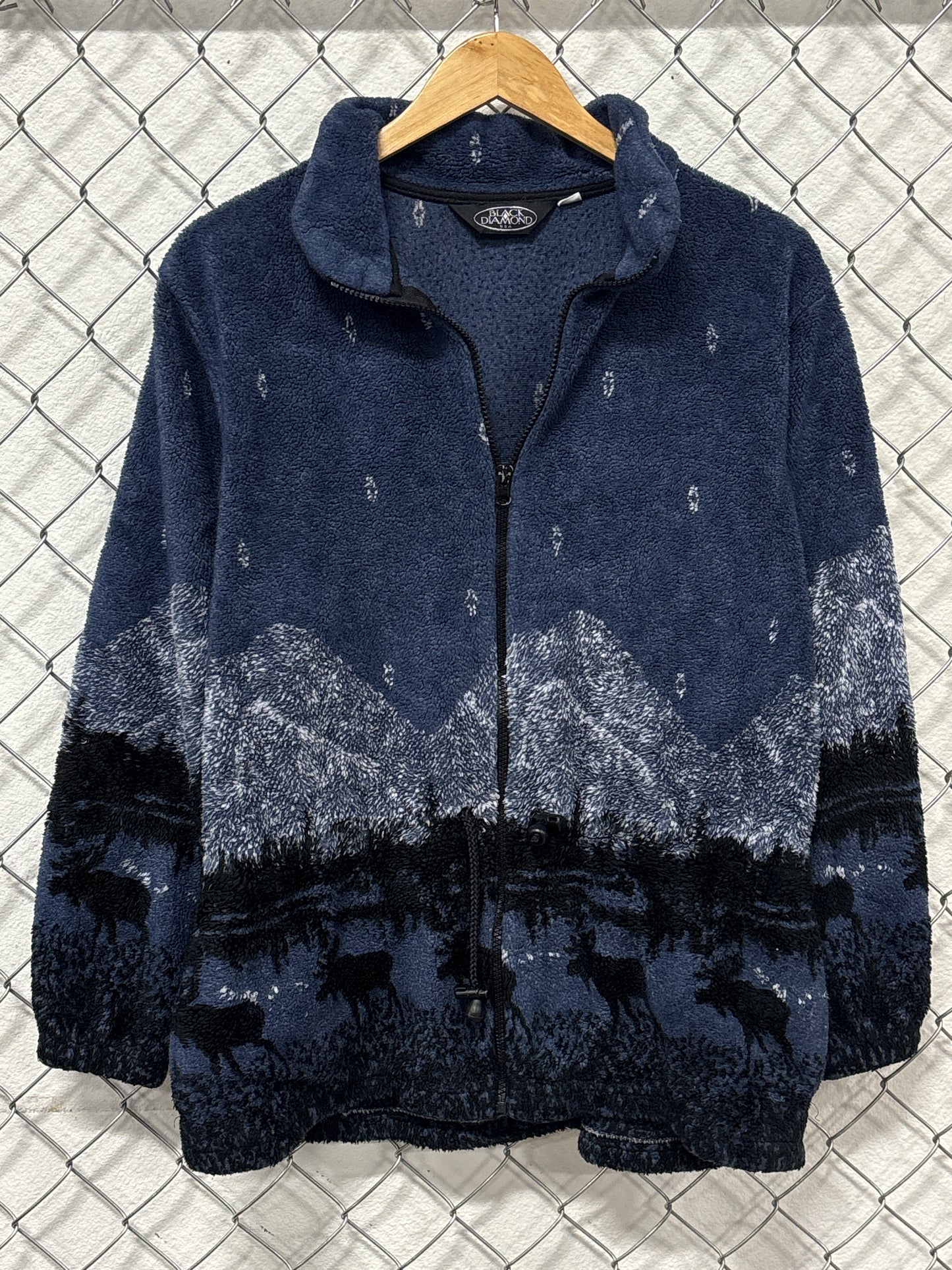 Vintage 90's Black Diamond Nature Mountains Fleece Sweater Size Large