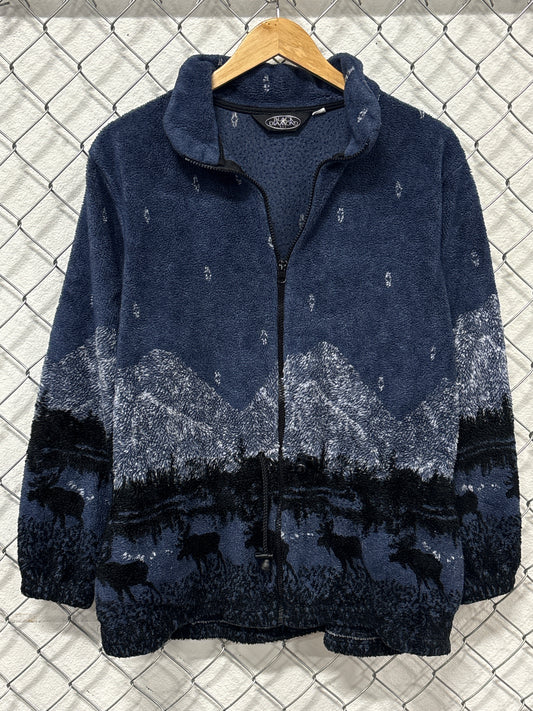 Vintage 90's Black Diamond Nature Mountains Fleece Sweater Size Large