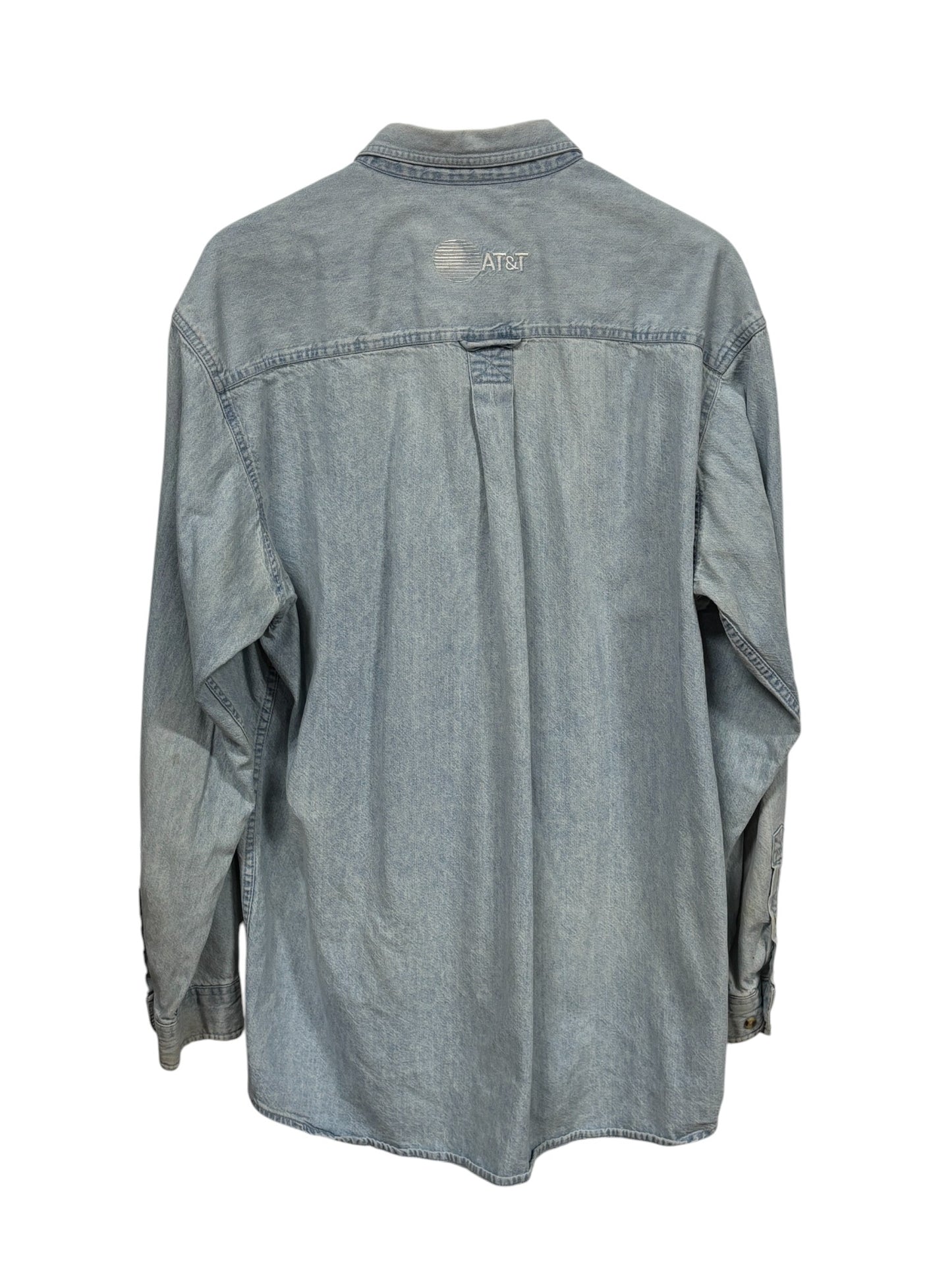 Vintage 90's AT&T Denim Button Up Shirt Size Large Tall